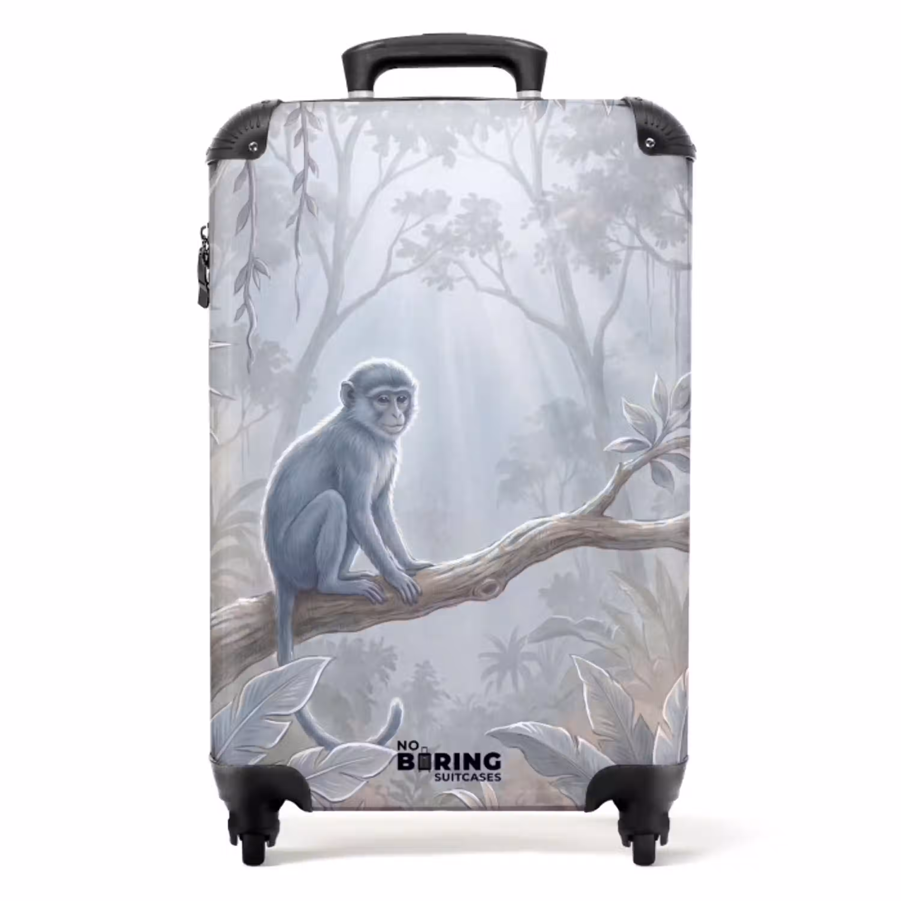 Aap - Boom - Jungle - Natuur - Grijs NBS - Handbagage koffer - Volwassenen Unisex middel -productfoto_recht
