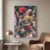 Melkmeisje - Johannes Vermeer - Bloemen - Roze Textielframe zilver middel -sfeer1
