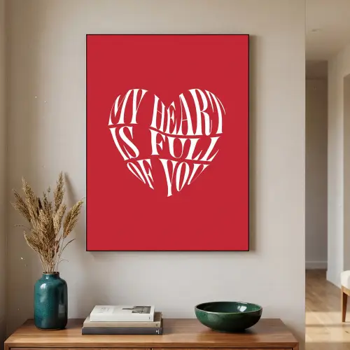 Rood - Hart- Tekst - Valentijn Textielframe zwart klein -sfeer1