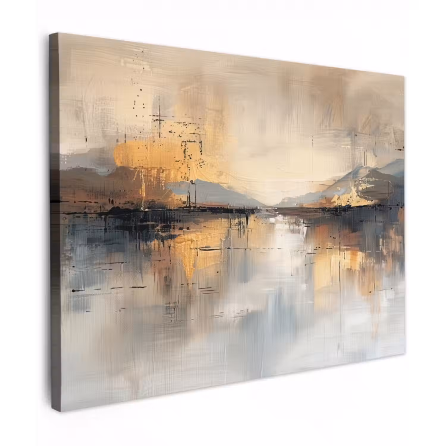 Canvas schilderij - Abstract - Modern - Beige - Aesthetic - Goud
