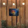 Boom - Blauw - Bladeren - Vakken tuinposter los doek klein -sfeer1