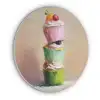 Cupcakes - Gestapeld - Kleurrijk - Fruit Akoestische PET Vilt - Rond klein -3d