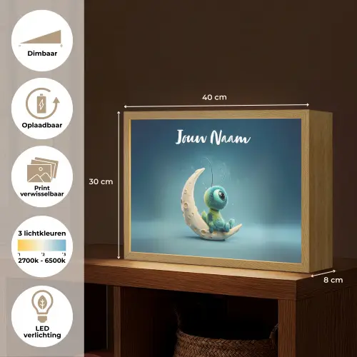 Maan - Ruimtewezen - Blauw Light Box met batterij (Wandlamp kind) middel -USP_websiteoverzichtNL