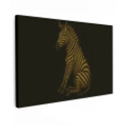 Zebra - Strepen - Goud Tuinposter op houten frame 2 cm dik klein -3d