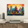 Neon Skyline - Graffiti - Kleurrijk - Gebouwen aluminium wit klein -sfeer1