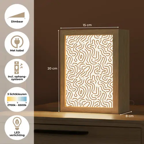 Minimalistisch - Patroon - Terracotta Light Box met kabel (Tafellamp) klein 925 -USP_NL