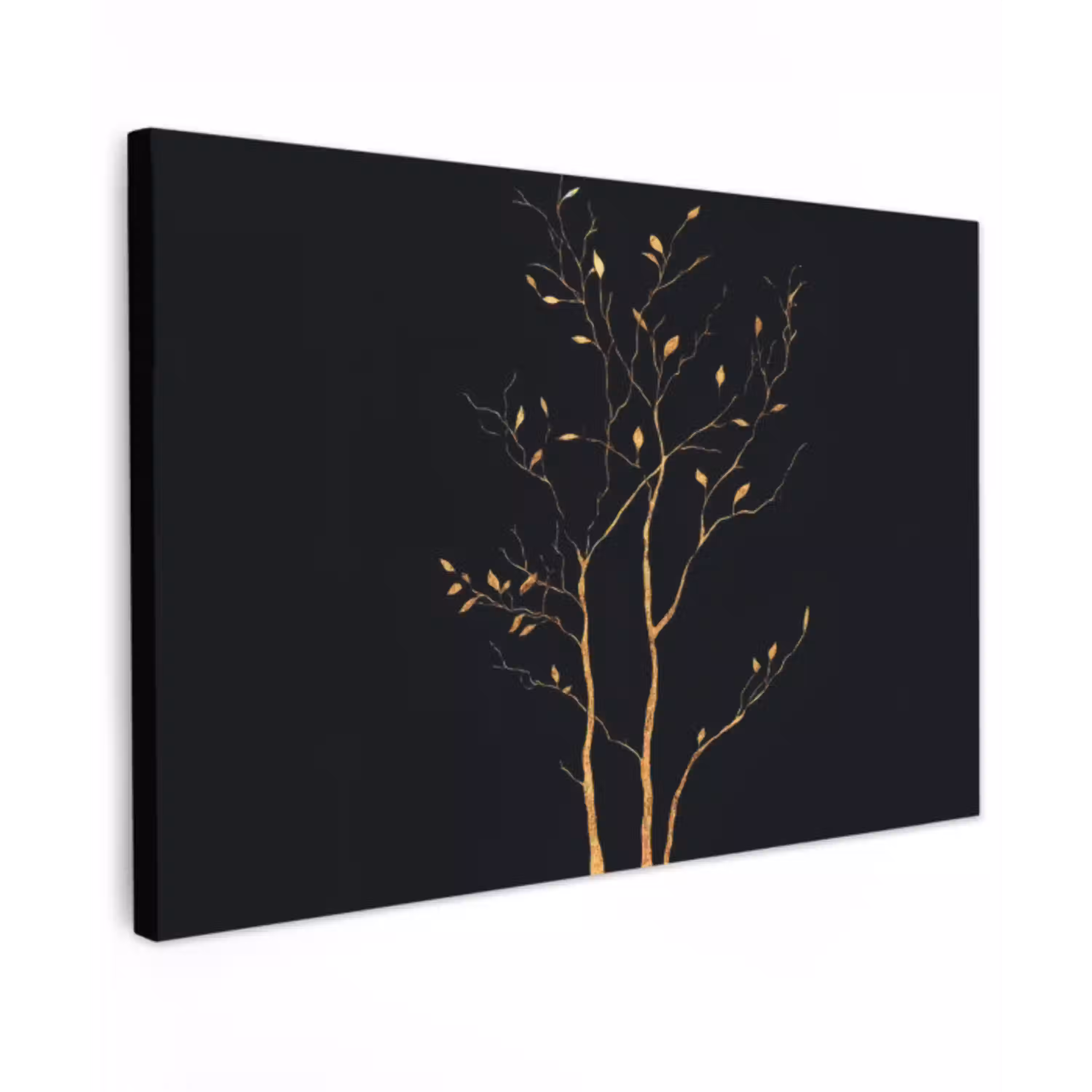 Takken - Blaadjes - Zwart Tuinposter op houten frame 2 cm dik klein -3d