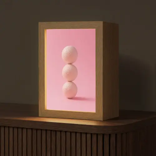 Golfballen - Roze - Drie Light Box met kabel (Tafellamp) klein -z3d_website
