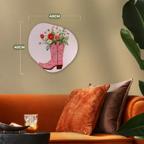 Cowboylaarzen - Roze - Boeket - Bloemen Wandcirkel Organisch Forex 3mm klein -sfeer3