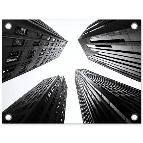 Gebouwen - Lucht - Zwart tuinposter los doek klein -3d