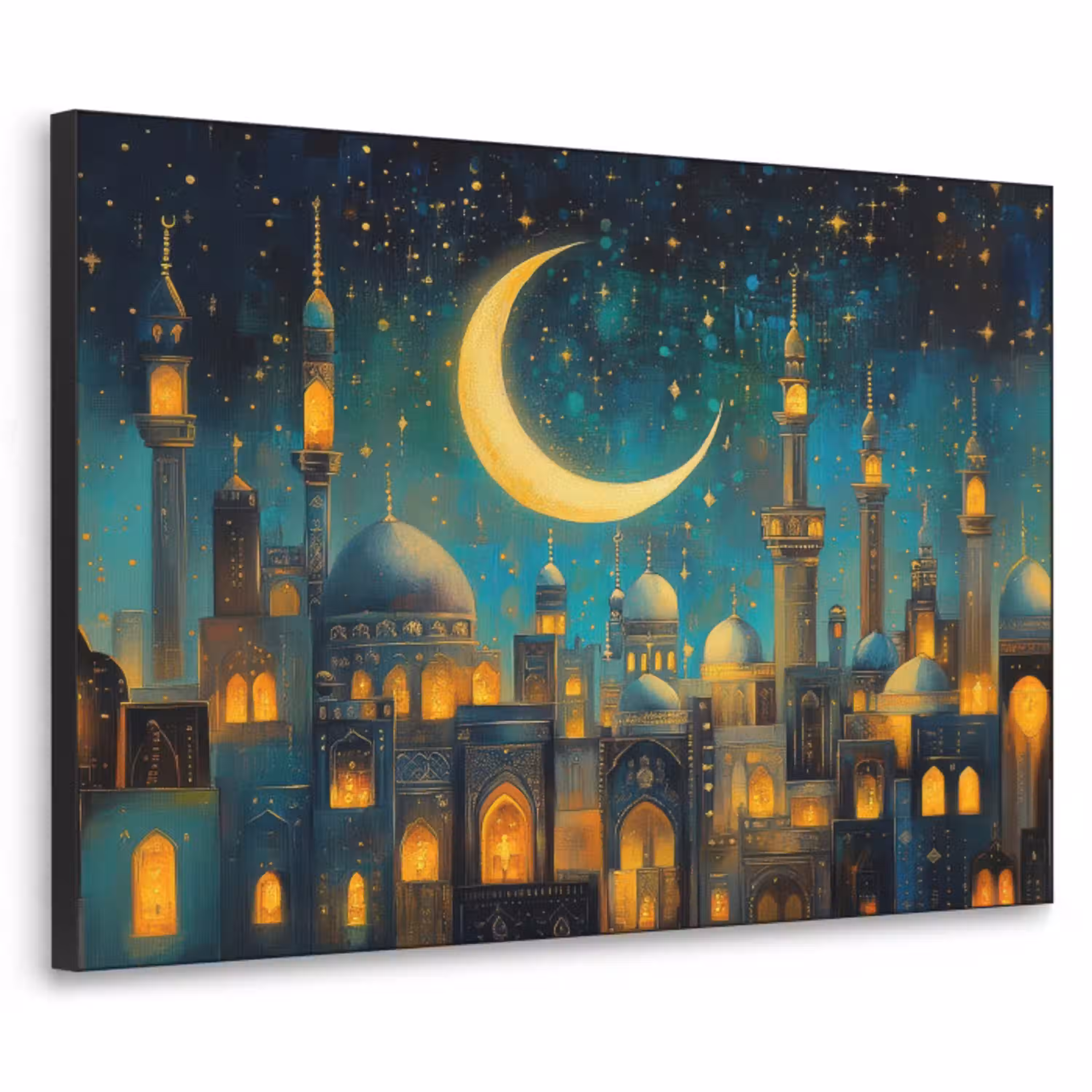 Islamitisch - Moskee - Ramadan - Islam Textielframe zwart klein -3d