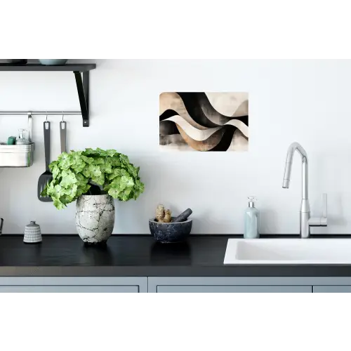 Abstract - Golven - Zwart - Verweerd Muursticker klein -keuken