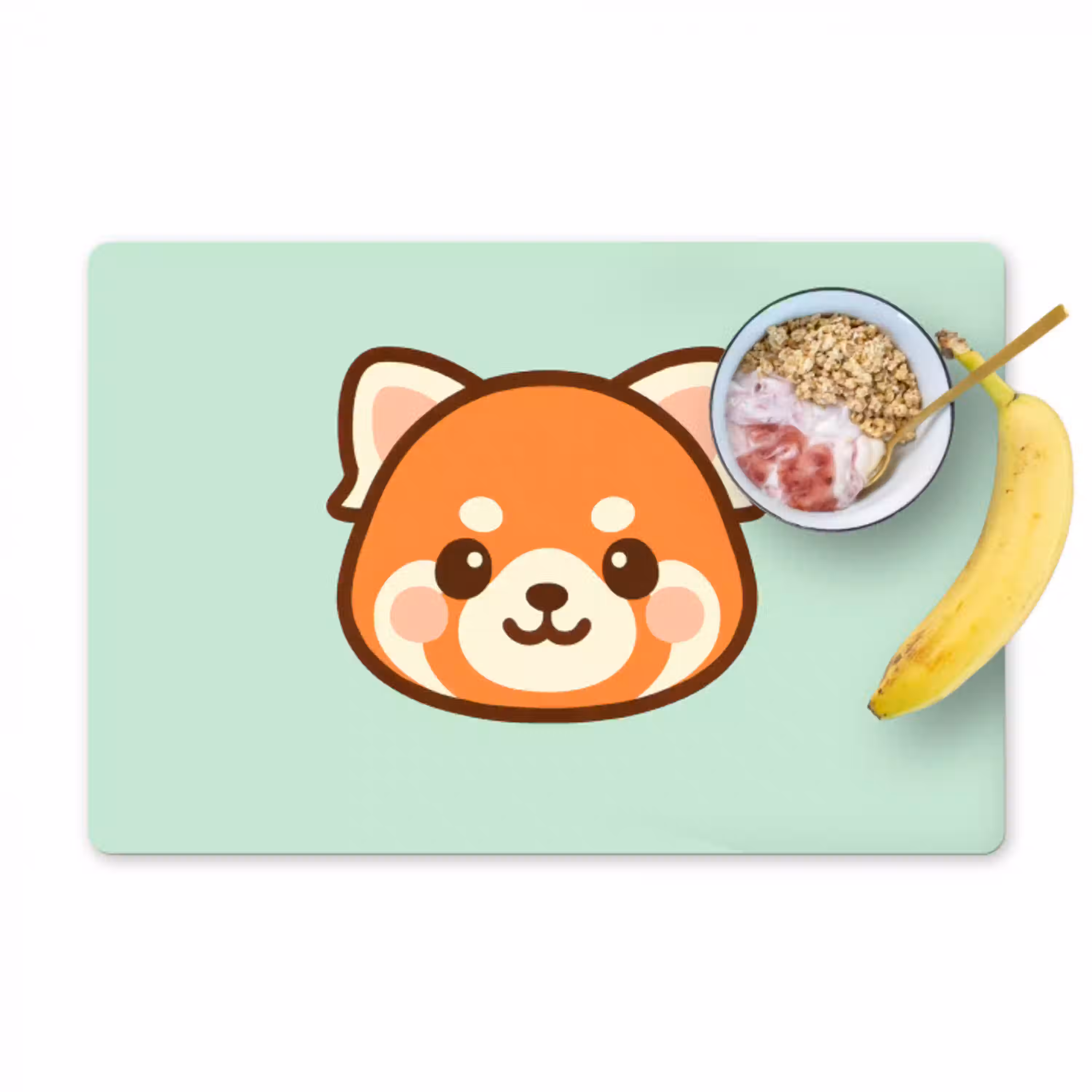 Rode panda - Groen - Cartoon Placemat vinyl groot -zzzproduct_Kitchenyeah-website