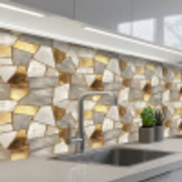 Mozaïek - Marmer - Goud keuken achterwand 2 middel 871 -3d_schuin