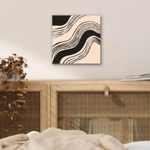 Golven - Zwart - Zandkleur aluminium wit klein -sfeer3