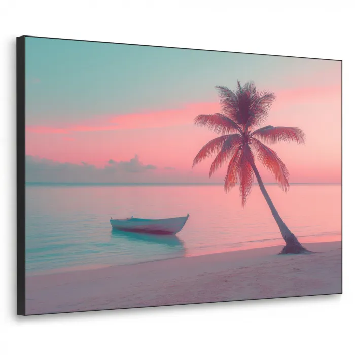 Zee - Boot - Zonsondergang Textielframe zwart klein -3d