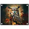 Uil - Vogel - Bloemen - Planten - Botanisch tuinposter los doek klein -3d