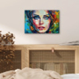 Gezicht - Vrouw - Olieverf - Kleurrijk - Kunst aluminium wit klein -sfeer3