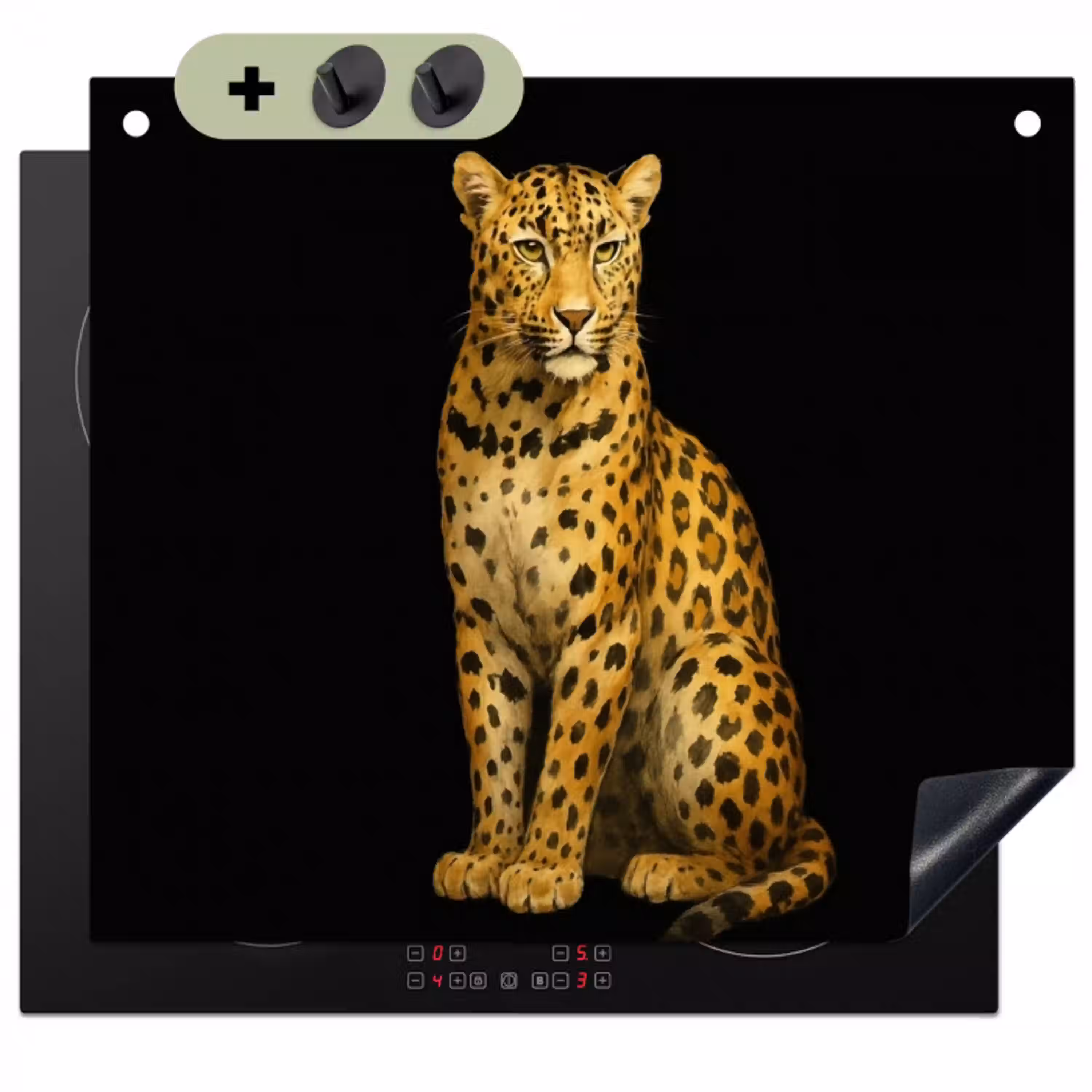 Panter - Realistisch - Bruin Inductie beschemer met haakjes klein -3d