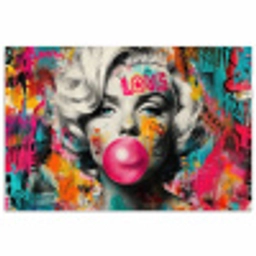 Vrouw - Kauwgom - Graffiti - Neonkleuren poster papier klein -3d