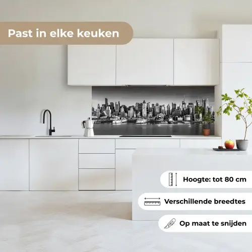 Skyline - Stad - Wolkenkrabbers - Zwart - Wit keuken achterwand 2 middel -sfeer4_NL