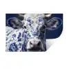 Koe - Delfts - Blauw - Artistiek Muursticker klein -3d