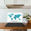 Wereldkaart - Blauw - Kleurrijk keuken achterwand spatscherm klein -sfeer2