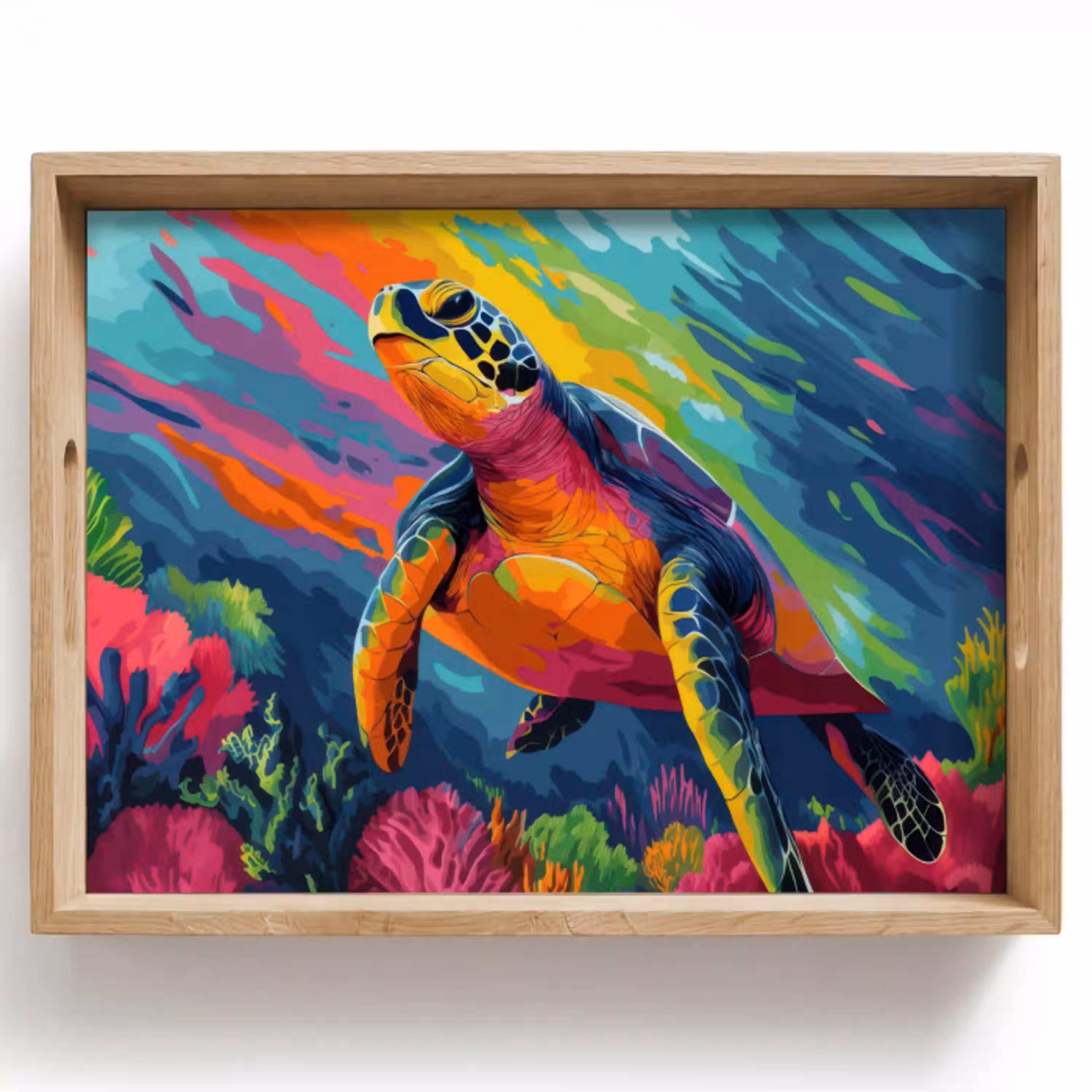 Koraal - Schildpad - Abstract - Water Dienblad Rechthoek middel -z3d_shopping