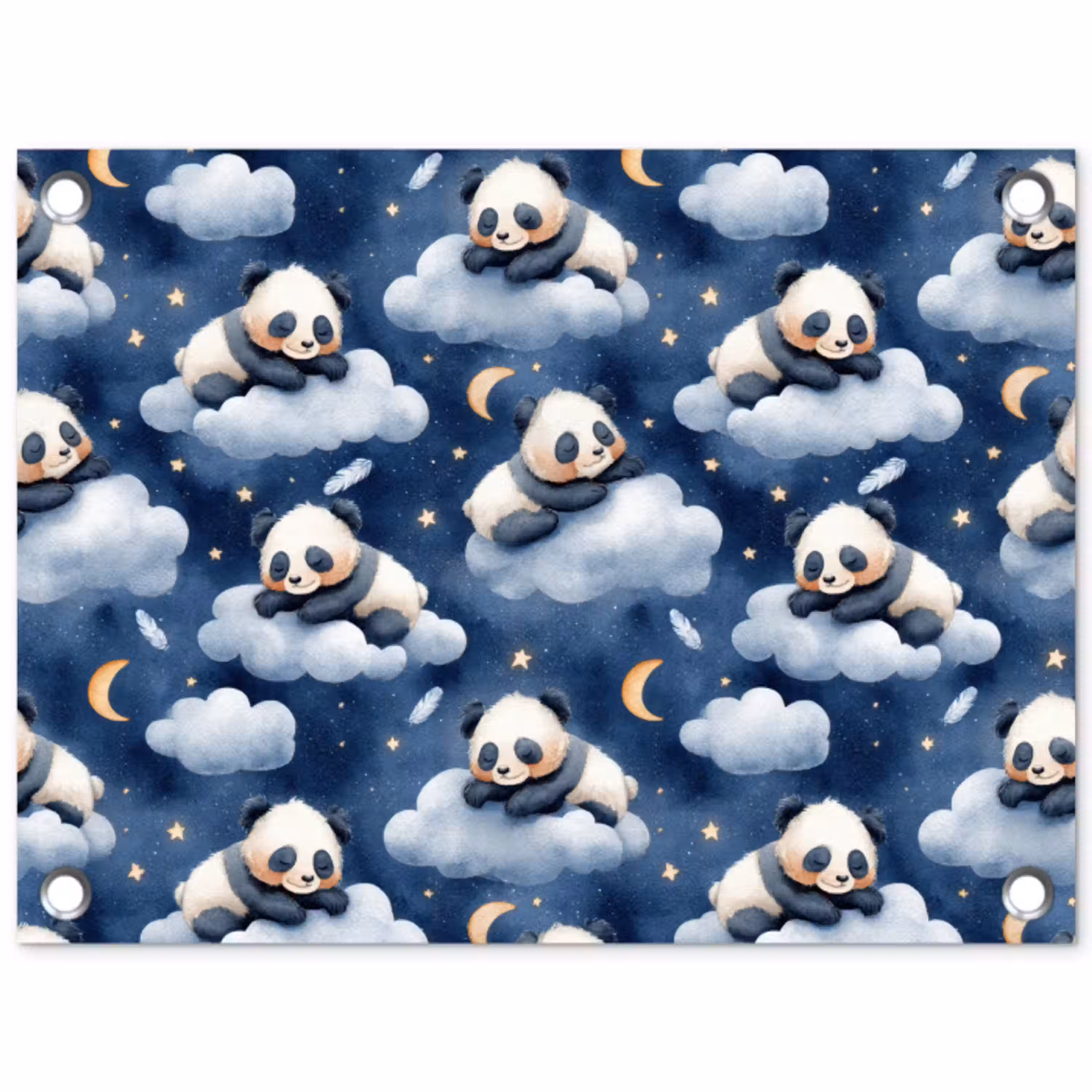 Panda's - Slapen - Blauw tuinposter los doek klein 239 -3d