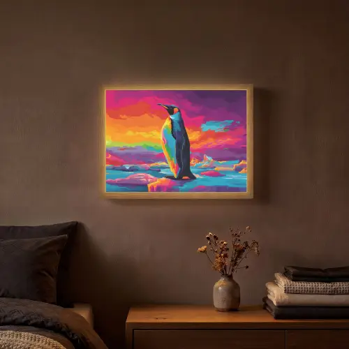 Ijsschots - Pinguïn - Abstract - Lucht Light Box met batterij (Wandlamp) middel -sfeer4