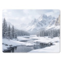 Sneeuwlandschap - Bergen - Rivier - Winter muismat rubber klein -3d