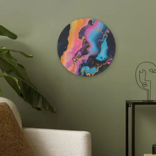 Modern - Marmer - Oranje Akoestische PET Vilt - Rond klein -sfeer2