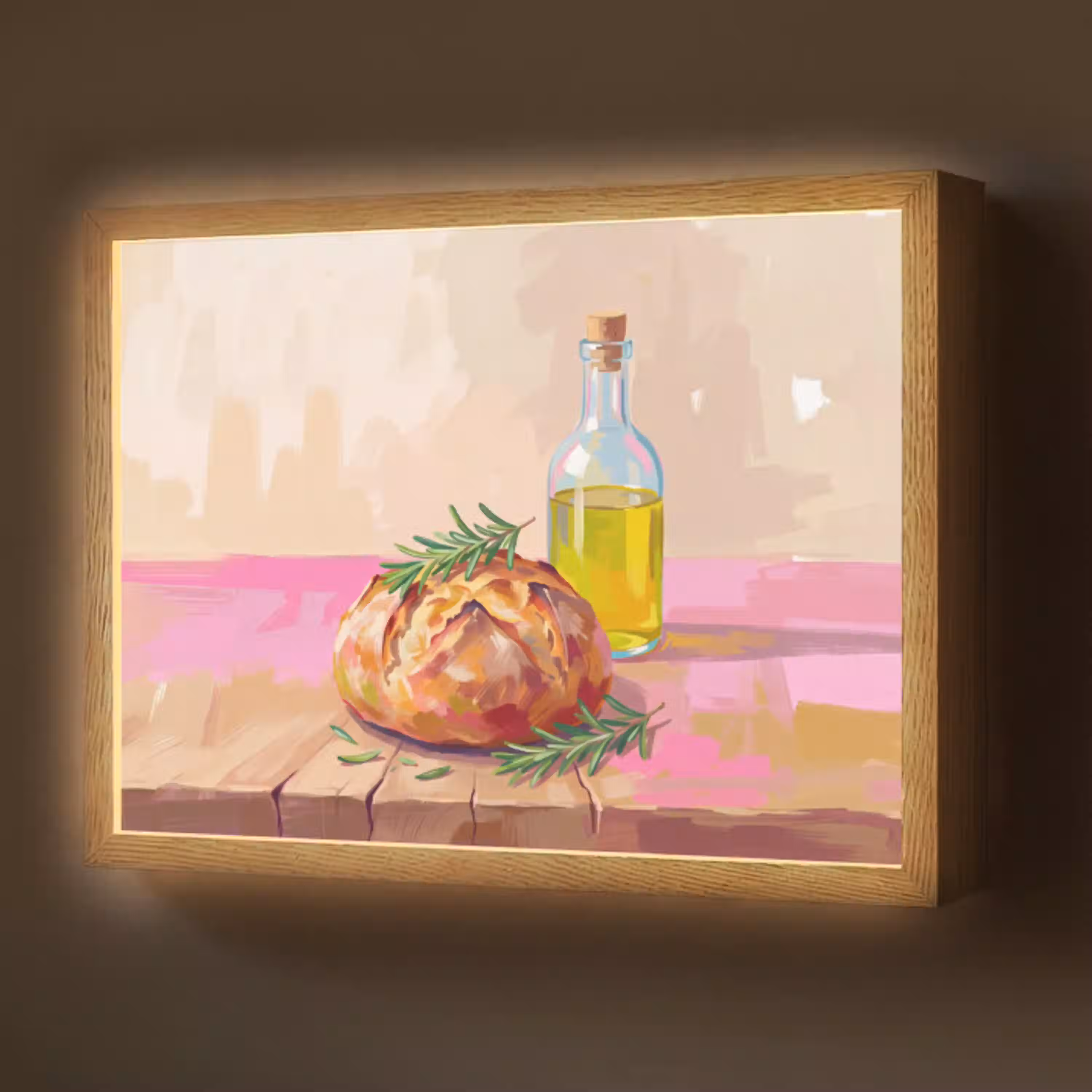 Eten - Brood - Olijfolie - Abstract - Keuken Light Box met batterij (Wandlamp) middel -z3d_website