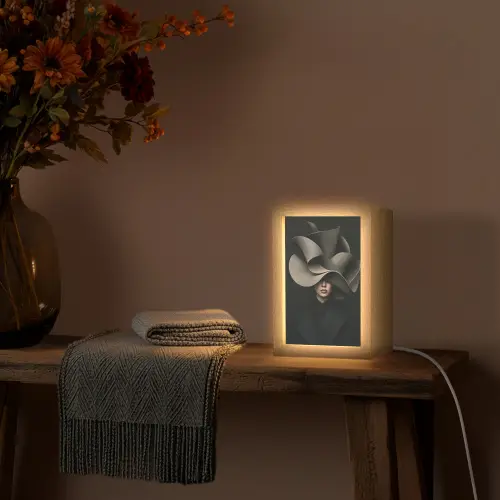 Zwarte - Hoed - Vrouw Light Box met kabel (Tafellamp) klein -sfeer4