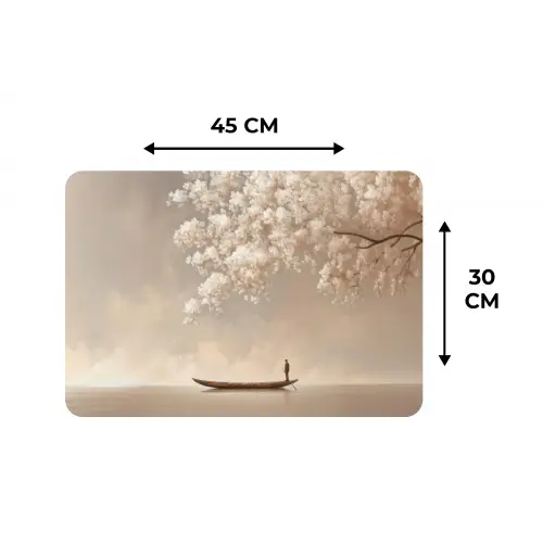 Bloesems - Wit - Boot - Minimalistisch Placemat vinyl groot -specs