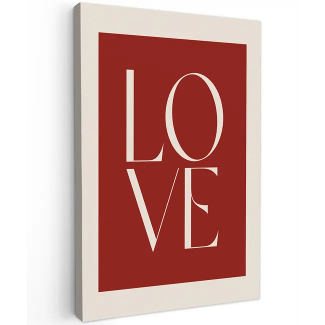 Love - Rood - Minimalistisch Tuinposter op houten frame 2 cm dik klein -3d
