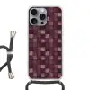 Vierkant - Tegel - Patroon - Paars Hoesje iPhone 16 Pro Max met koord klein 804 -3d