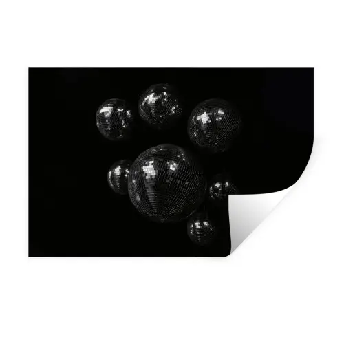 Discoballen - Minimalistisch - Zwart Muursticker klein -3d
