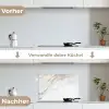 Marmer - Steen - Wit - Goud - Marmerlook - Steen - Luxe keuken achterwand spatscherm klein -voor_na_DE