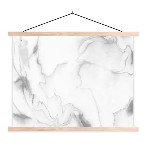 Marmer - Grijs - Wit - Abstract - Marmerlook textielposter latten blank klein -3d