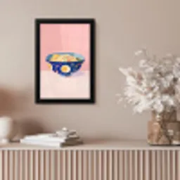 Noodles - Kom - Blauw - Illustratie fotolijst zwart zonder passe partout klein -sfeer5