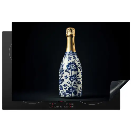 Champagne - Bloemen - Goud - Chique Inductie beschermer vinyl 3mm klein -3d
