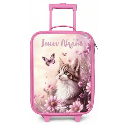 Kitten - Vlinders - Paars - Bloemen Kinderkoffer - Roze klein -zz3dotto