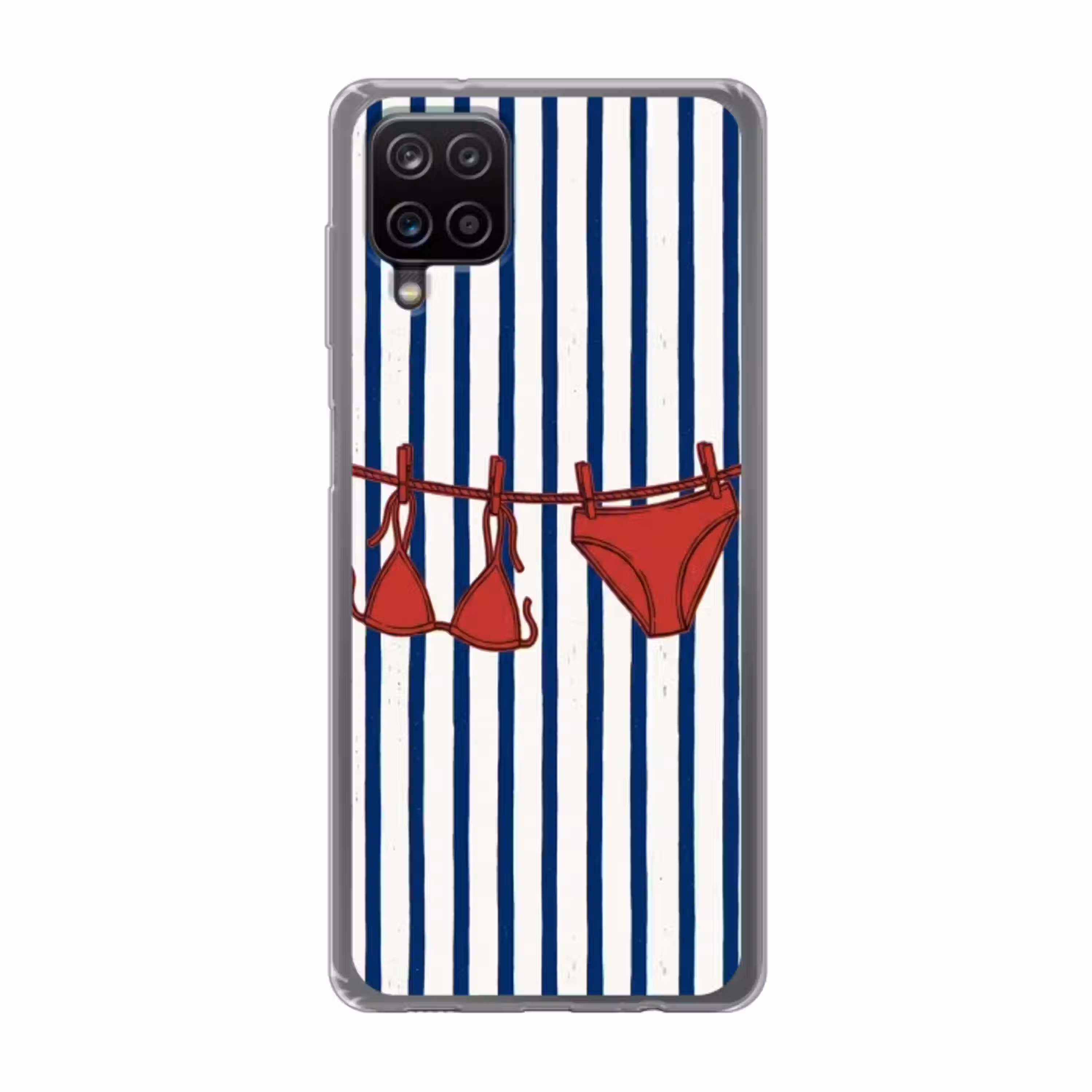 Badkleding - Waslijn - Zomer - Illustratie - Rood Telefoonhoesje Samsung Galaxy A12 klein -3d