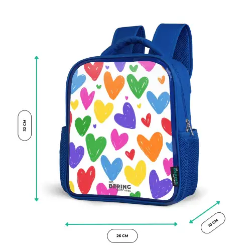 Gekleurde hartjes Kinderrugzak - Blauw middel -productfoto_formaten