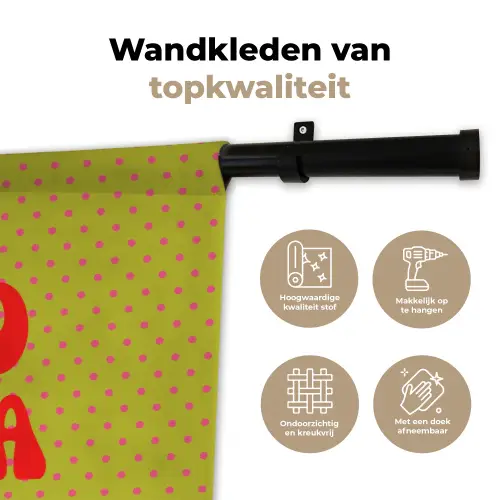 Ciao bella - Rood - Groen - Stippen Wandkleed katoen klein -sfeer2