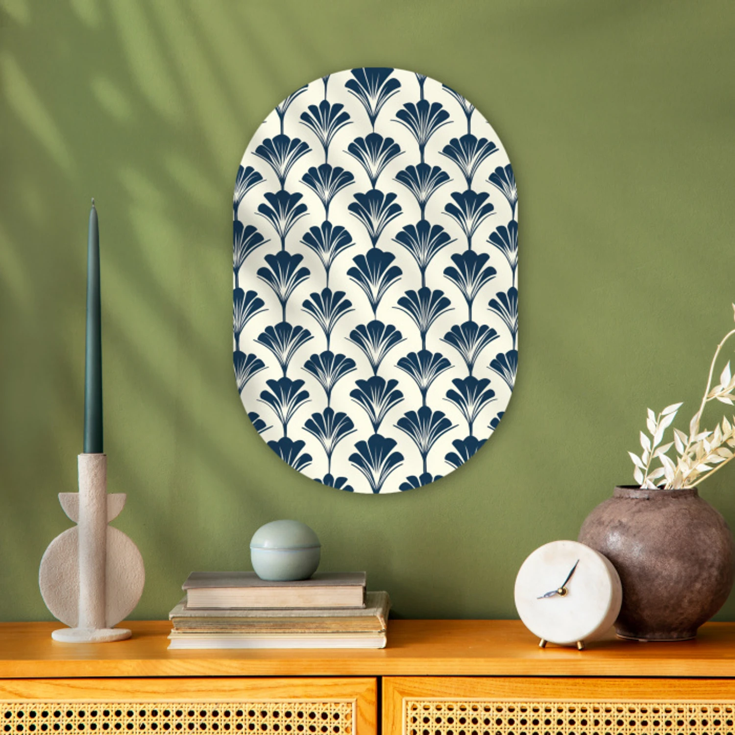 Klassiek - Motief - Blauw Wandcirkel Ovaal Forex klein 630 -sfeer2