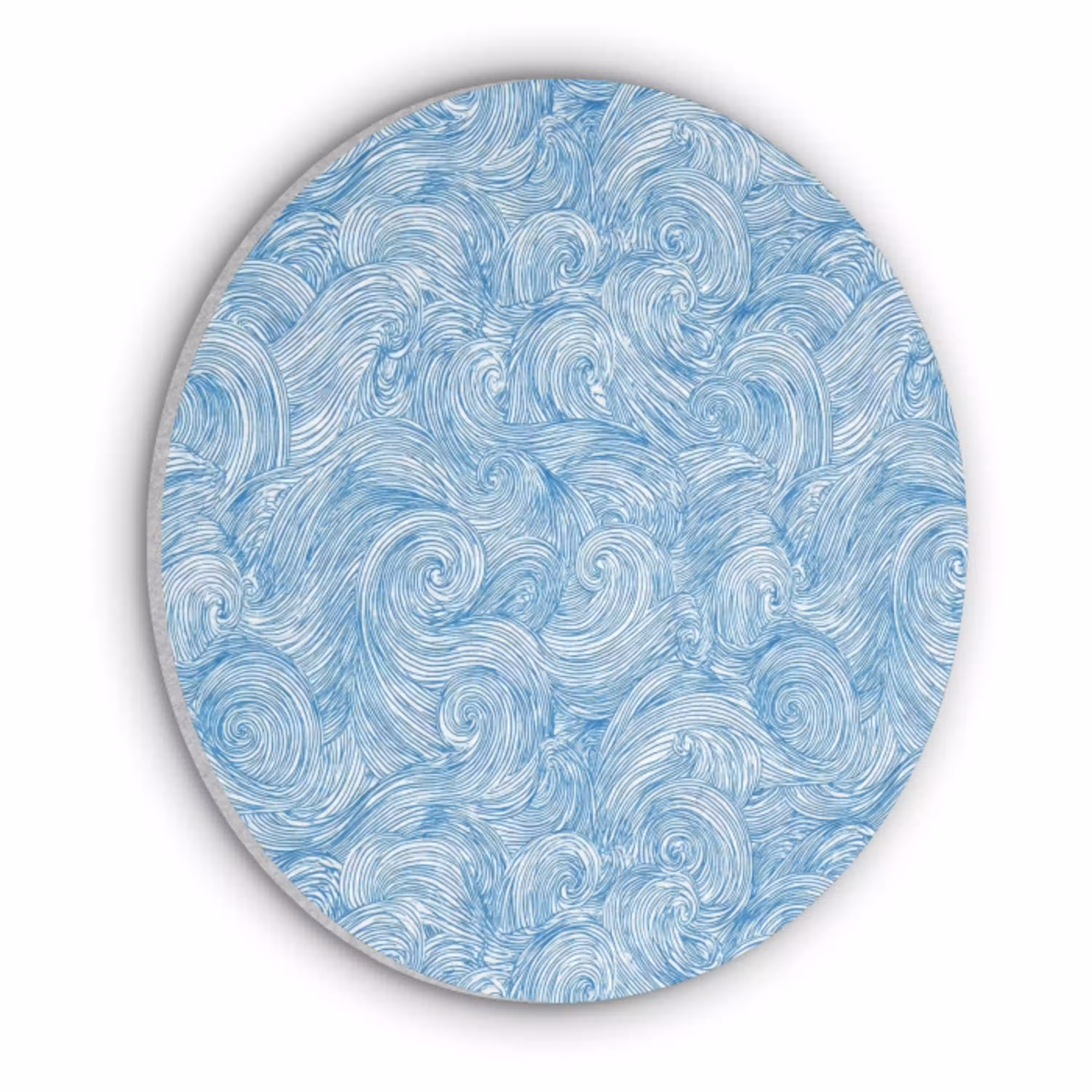 Blauw - Wit - Spiraal - Golven - Lijnen Akoestische PET Vilt - Rond klein 838 -3d
