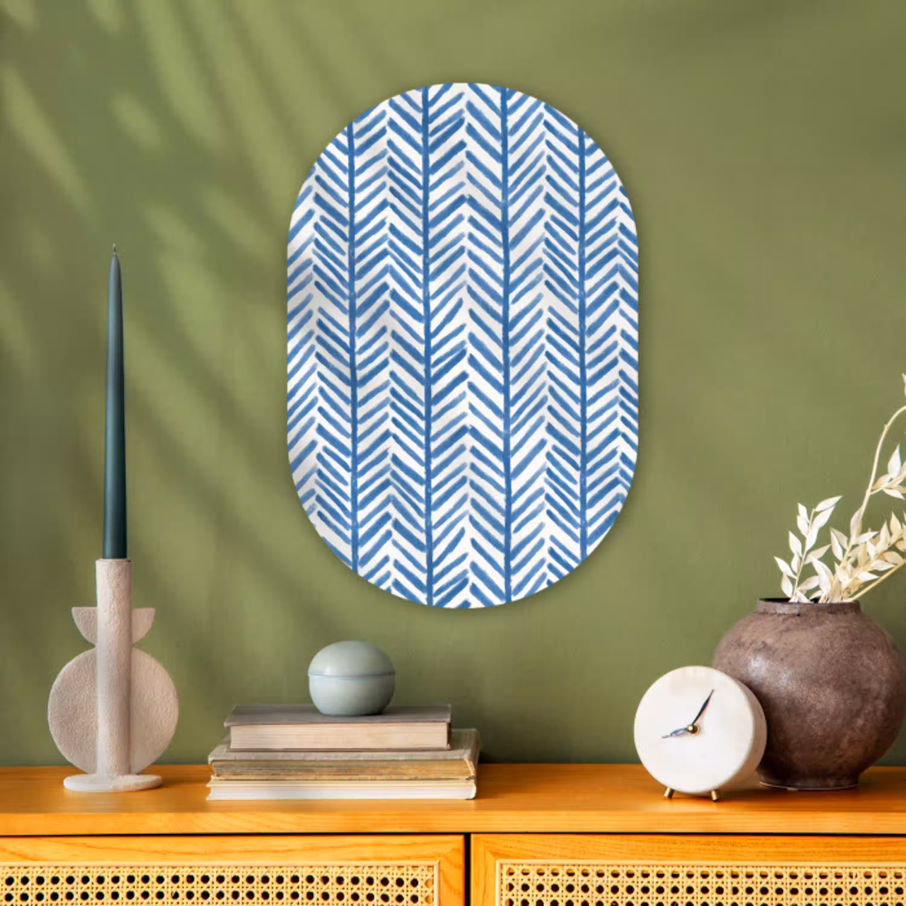 Patroon - Streep - Blauw Wandcirkel Ovaal Forex klein 630 -sfeer2