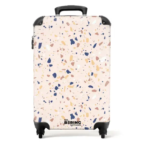 Terrazzo patroon veelkleurig blauw NBS - Handbagage koffer - Kinderen Unisex middel -productfoto_recht